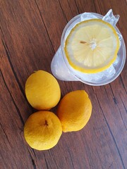 lemon on wooden table