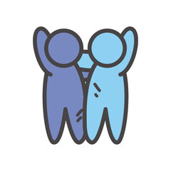 Avatars persons friends hugging line and fill style icon vector design