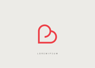Minimalist letter Initial B Love Creative logo design inspiration with line art style