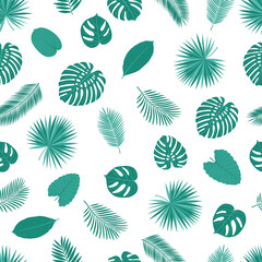 Summer seamless pattern with tropical leaves for fashion, wallpapers, print, textile, gift wrap and scrapbook. Vector illustration.	