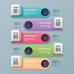 Realistic infographic step template vector