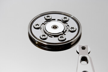 Disassembled hdd closeup