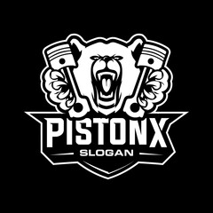 black and white vector bear head mascot