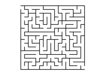 White vector pattern with a black labyrinth.