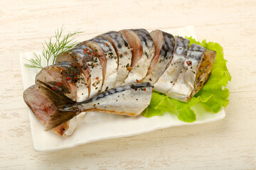 Pickled Scomber with hetbs and spices