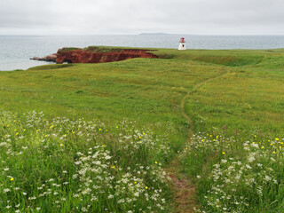 Cape Alright lighthouse on Magdalen Islands, Quebec