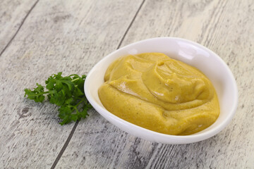 Mustard sauce in the bowl