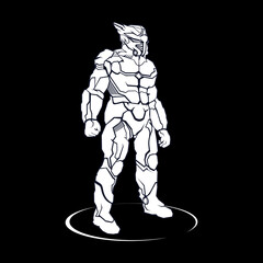 black and white vector robot mascot