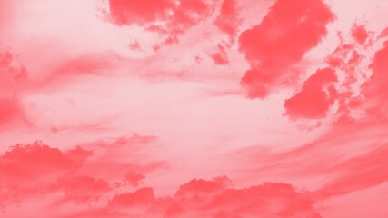 Abstract sky panoramic format background, red coral sky