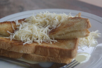 Indonesian special food, Bandung. Milk cheese toast