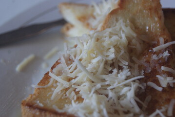 Indonesian special food, Bandung. Milk cheese toast