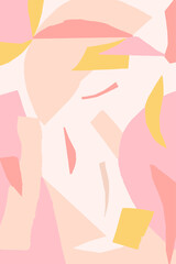 Feminine creative collage, paper cut artwork.