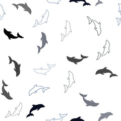 Dark Multicolor vector seamless texture with dolphins.
