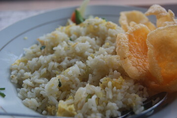 Indonesian special food. Salted fish fried rice