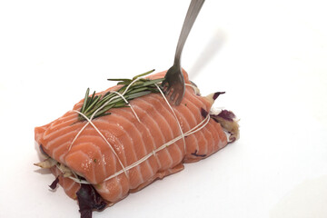 recyclable tub with salmon fish meatloaf