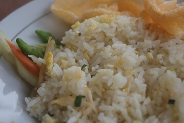 Indonesian special food. Salted fish fried rice