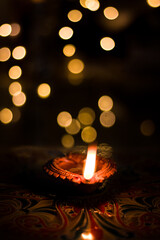 Decorated diya photo for indian festivals.