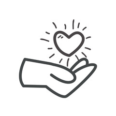 Hand with heart line style icon vector design