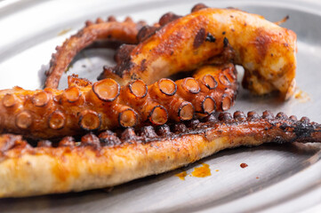 Whole octopus tentacles being prepared for kitchens