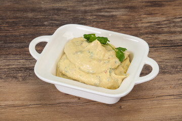 Hummus snack with olive oil