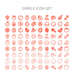Simple line Icon for Various Fruits.

