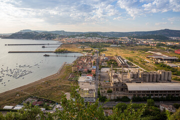 Naples, Italy - A panoramic view of the ex Italsider area of Bagnoli from the Posillipo hill