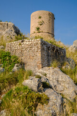 Fototapeta na wymiar Torre de sa Mola de Tuent ,1596, Escorca, Paraje natural de la Serra de Tramuntana, Mallorca, balearic islands, Spain