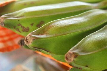 Green raw bananas
