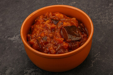 Eggplant saute with tomato and herbs