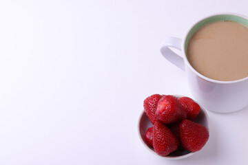 morning meal or tasty snack concept. white colors. close up shot