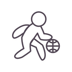 Player with ball of basketball line style icon vector design