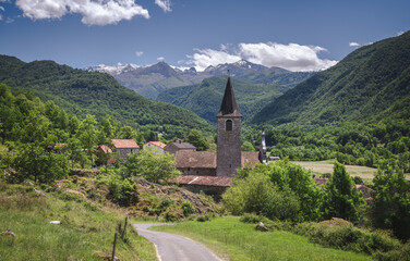 Fototapeta na wymiar Ercé southwest France village in the Ariege pyrenees mountains