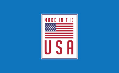 Made in USA badge. United States of America flag colors. American patriotism sign.