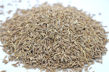 cumin seeds on white background