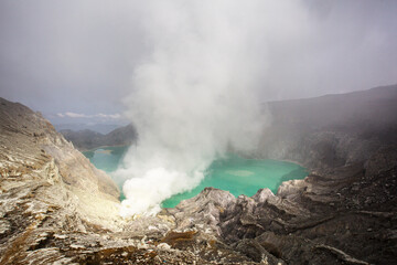Inside Ijen volcano, Java, Indonesia