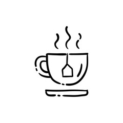 Cup of tea, hand drawn illustration. Tea mug doodle.