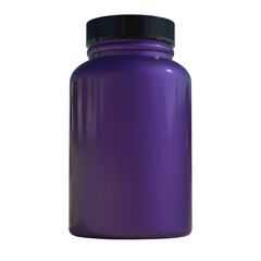 purple plastic jar mockup with a black cap on white background