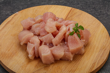 Raw diced chicken for cooking