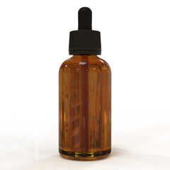 3d rendering, amber dropper bottle on isolated