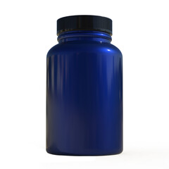 blue plastic jar mockup with a black cap on white background