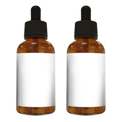 3d rendering, amber dropper bottles on isolated
