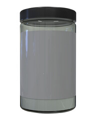 glass jar with a black cap