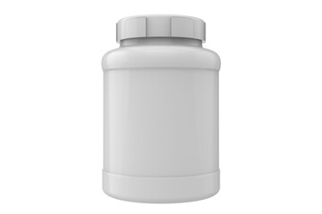 3d supplement jar mockup on white background, White jar with white cap