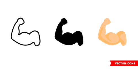 Biceps icon of 3 types. Isolated vector sign symbol.