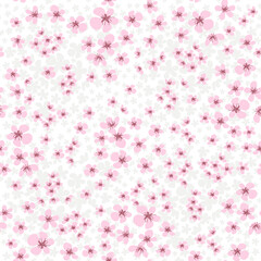 Vector floral pattern with flowers and branches. Gentle, spring floral background.