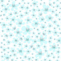 Vector floral pattern with flowers and branches. Gentle, spring floral background.