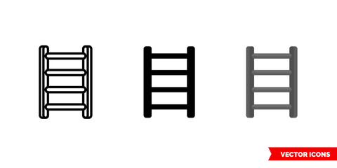 Ladder icon of 3 types. Isolated vector sign symbol.