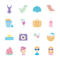 plant and Summer icon set, flat style