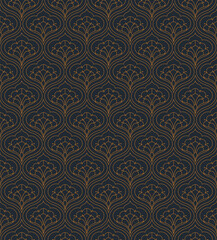 Elegant Floral Vector Seamless Pattern. Decorative Flower Illustration. Abstract Art Deco Background.