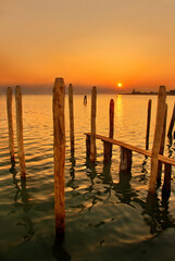 Sunset in Burano island, Venice, Veneto, Italy 